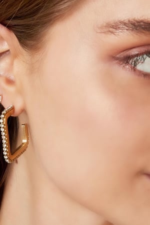 Pendientes Zircon Cuadrado Color dorado Acero inoxidable h5 Imagen3